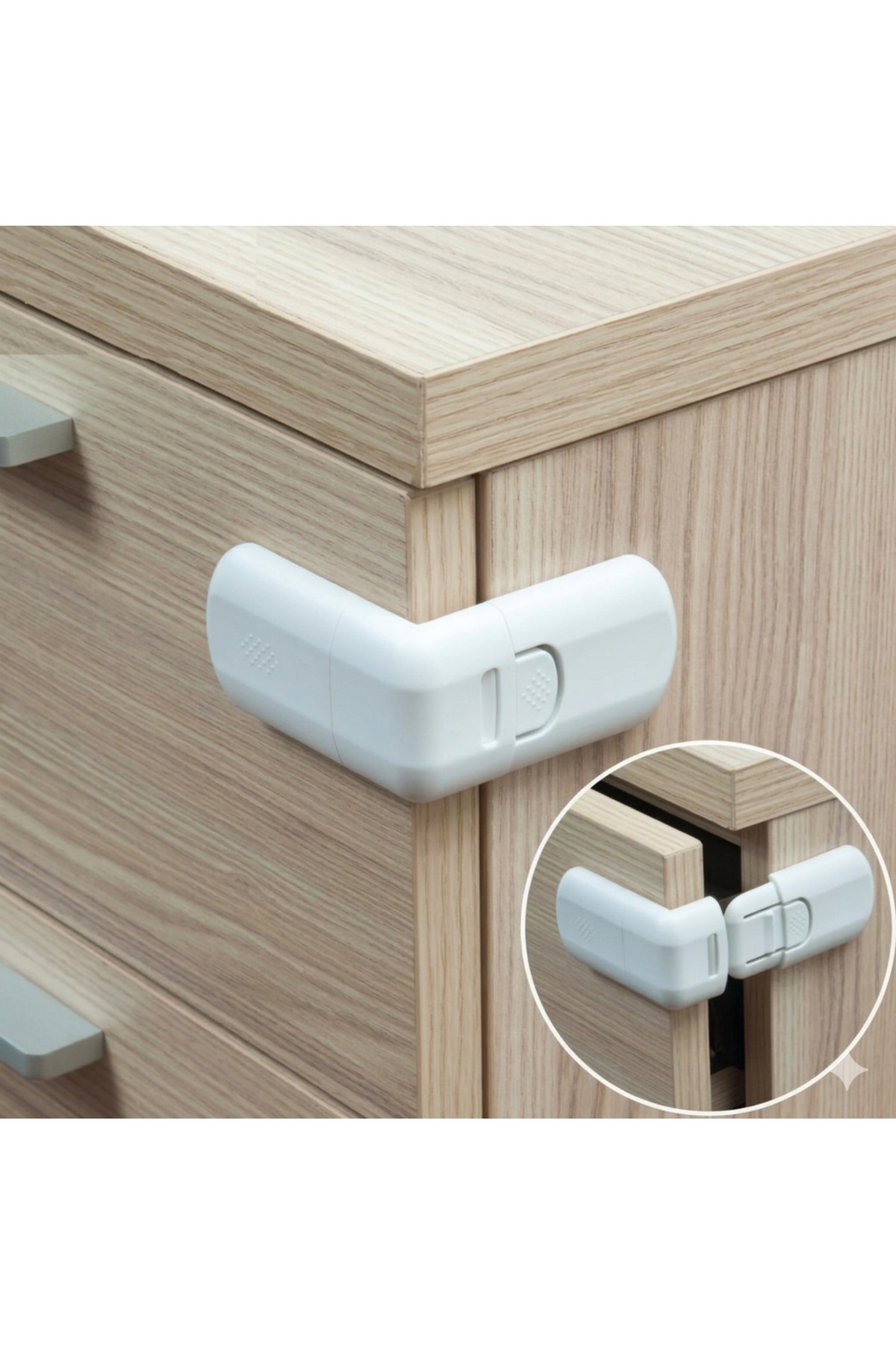 2 Pcs Retractable Children Drawer Cabinet Corner Safety Lock