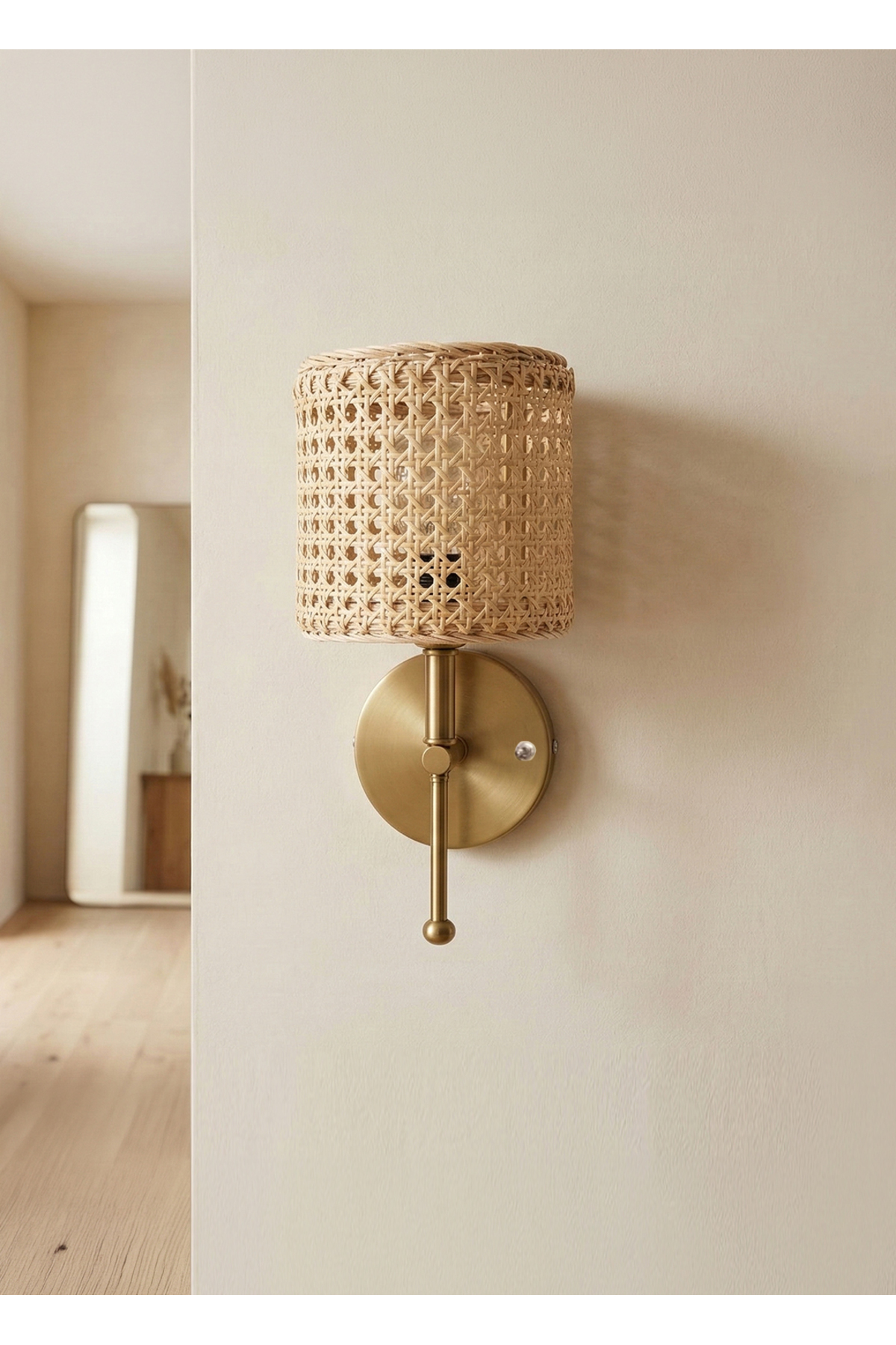 Hazeran & Rattan Natural Upscale Gold Wall Lighting Cordless Battery Powered Led Sconce