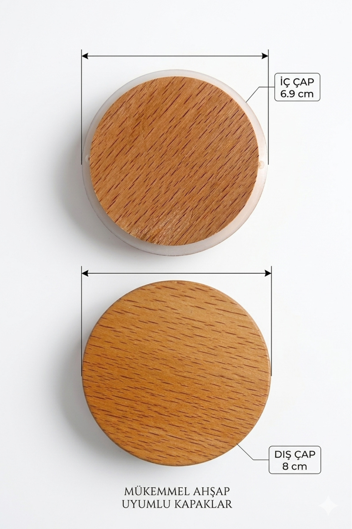 wooden glass jar lid with silicone gasket 4 pcs