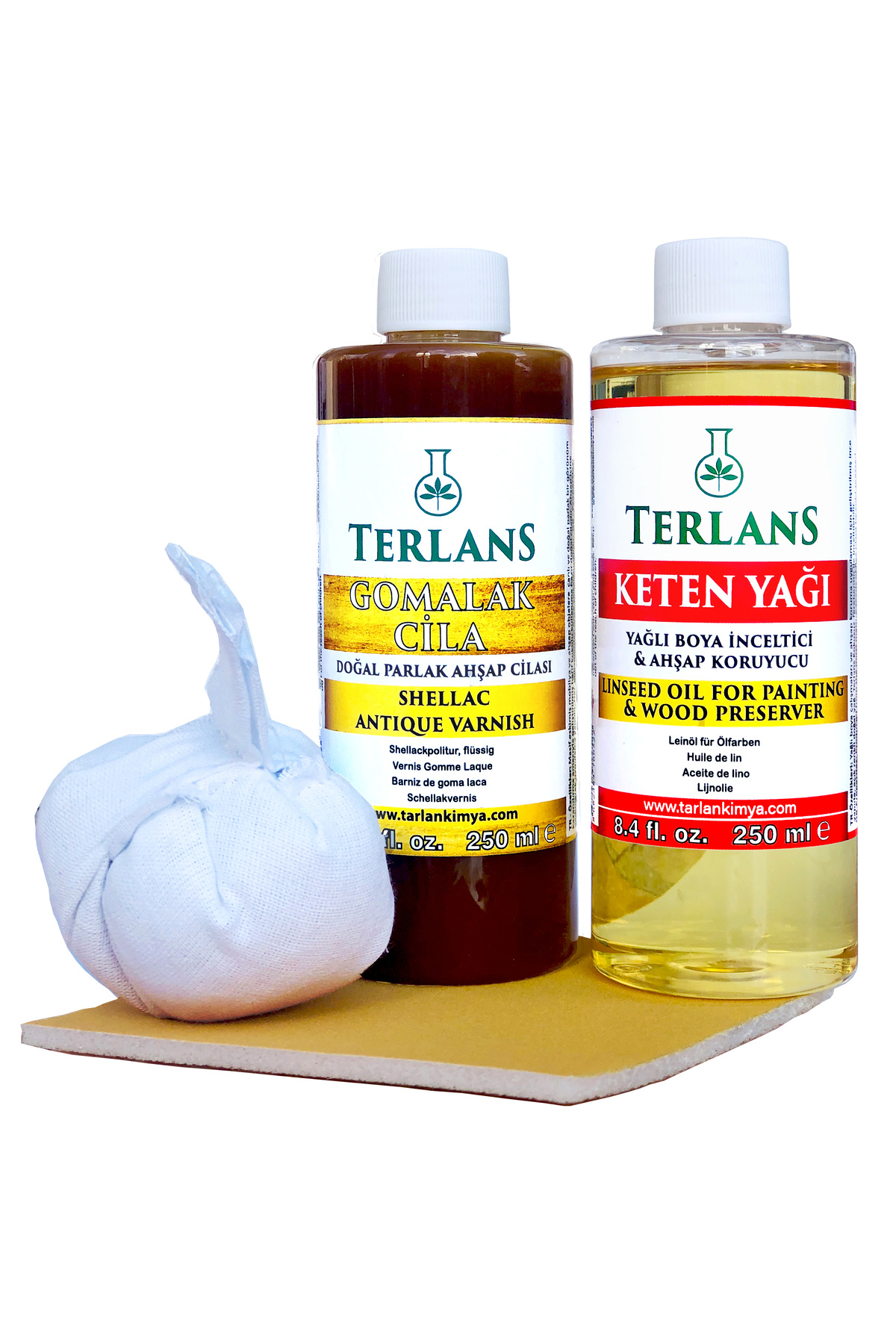 Natural Wood Polishing Set Shellac 250 ml Shellac and Linen Oil 250 ml