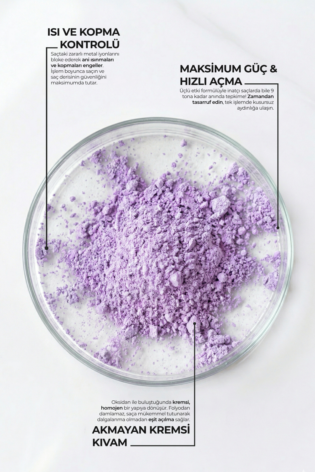 Saç Açıcı Toz (Violet-Mor) Yüksek Performanslı 9 Ton Açma - 500 gr — HML-V — تصویر 2 از 4