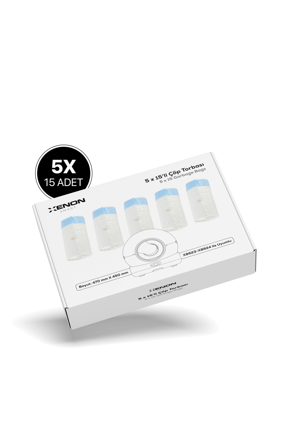 Xenon Smart Akıllı Kedi Tuvaleti 5'li Atık Torbası Çöp Poşeti 75