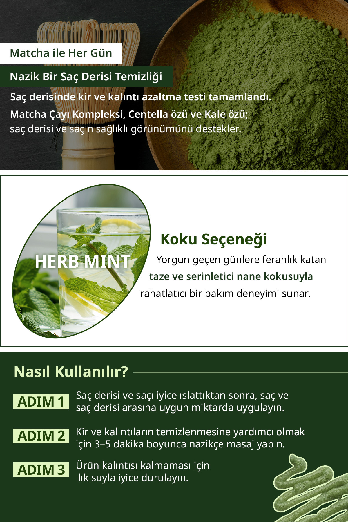 Yağlı Saçlara Dökülme Karşıtı Saç Derisi Peelingi Matcha&Kale Clarifying Sea Salt Scalp Scrub — 7262 — تصویر 8 از 9