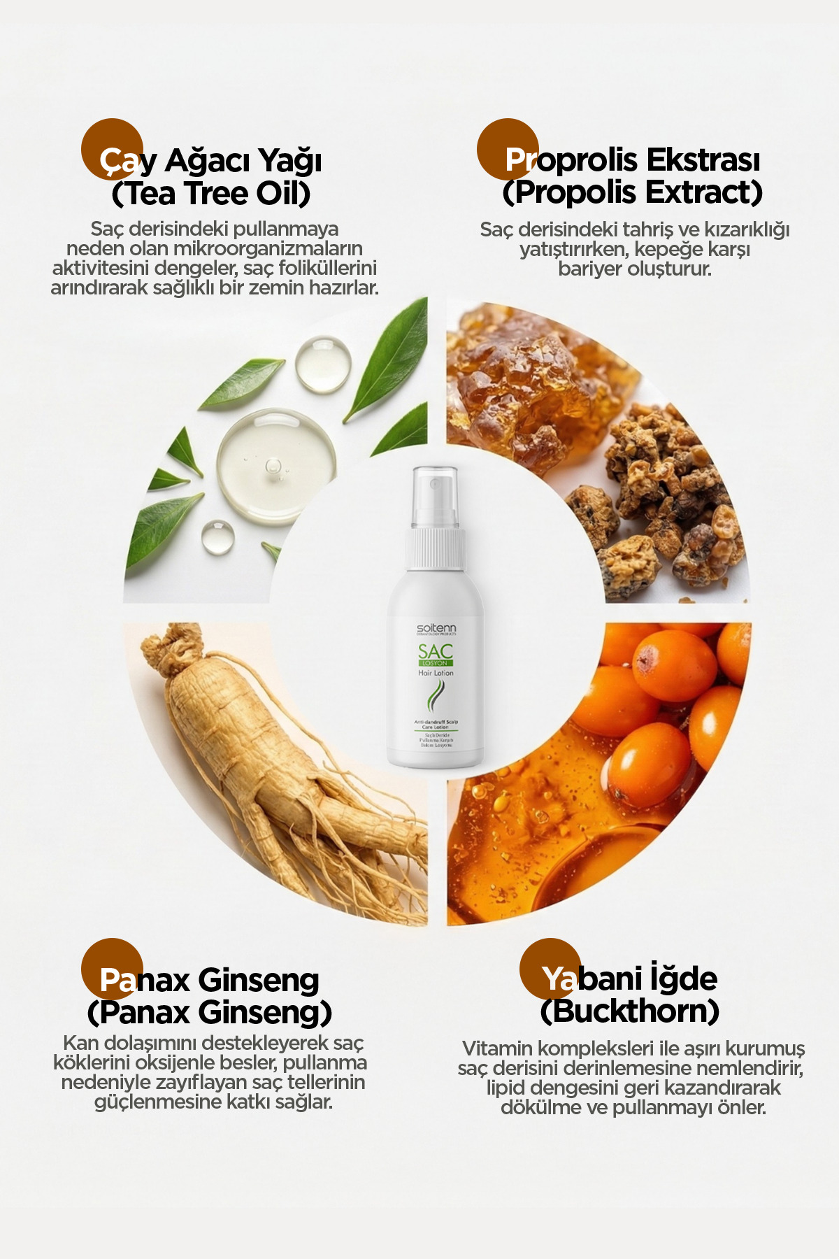 Saç Losyonu Pullanma Karşıtı Kepek Yağlı Saç Derisi Bakım 100 ml — EVS006 — تصویر 2 از 5