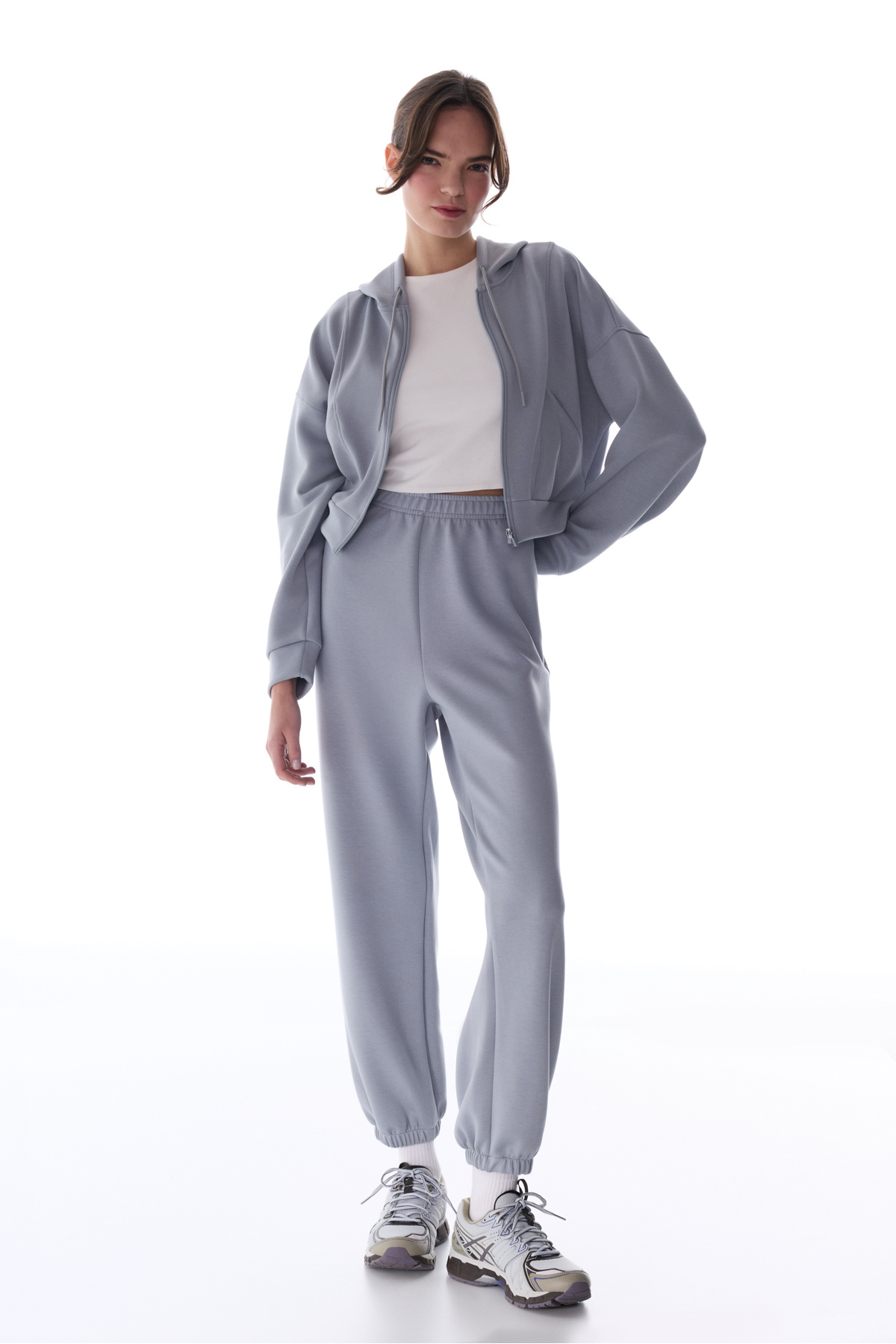 Penti  Gri Silky Feel Fermuarlı Hoodie - Görsel 3