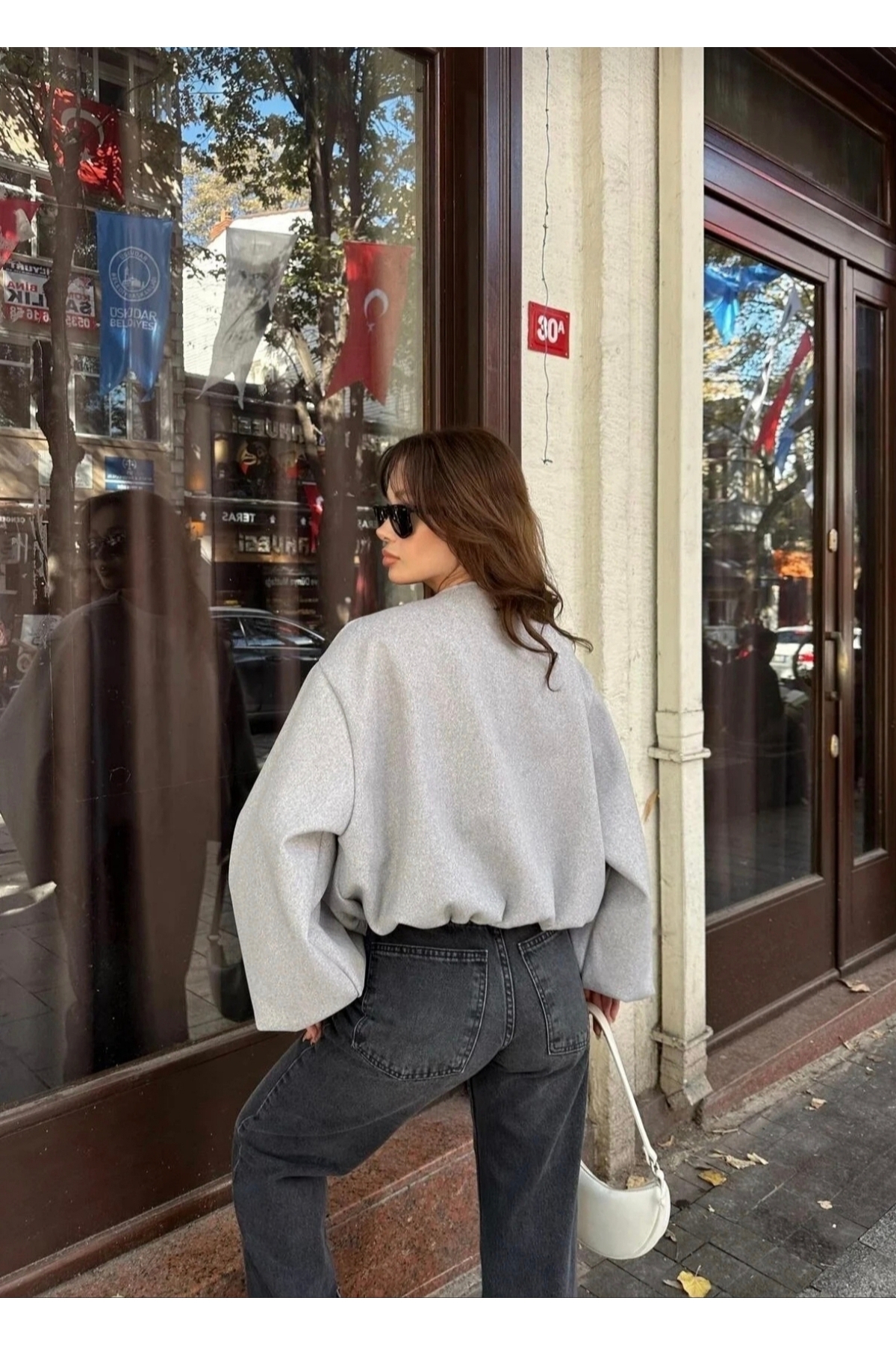 Sitilce Kaşe kumaş bomber ceket görsel 3