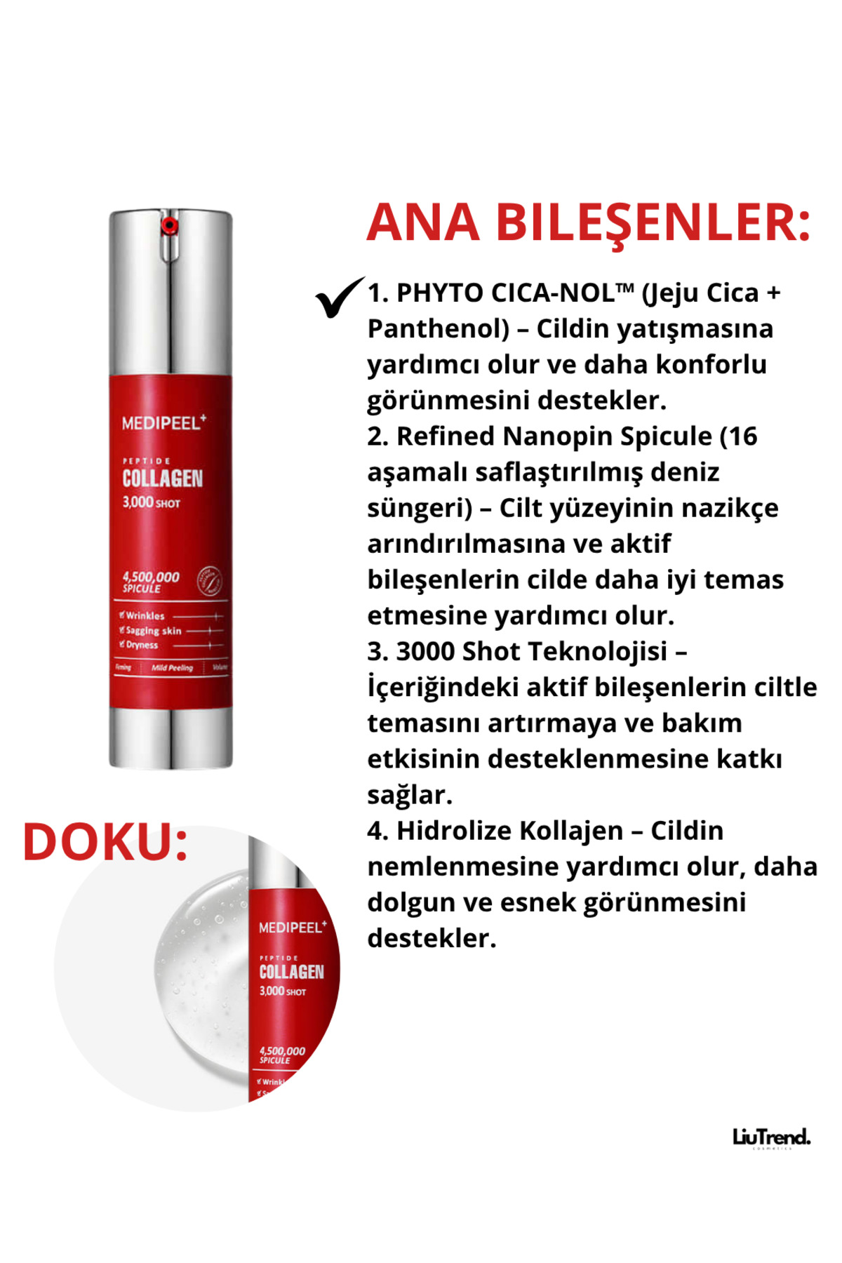 Red Lacto Collagen 3000 Shot Serum 50 ml Sıkılaştırıcı ve Peeling Etkili Konsantre Spiküller Serum — M0451 — تصویر 2 از 6
