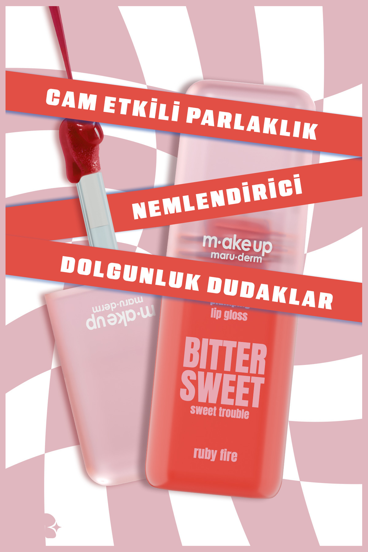 make up maruderm Dolgunlaştırıcı Etkili Dudak Parlatıcısı – Plumping Lip Gloss Ruby Fire — قرمز PlumpGloss — تصویر 3 از 6