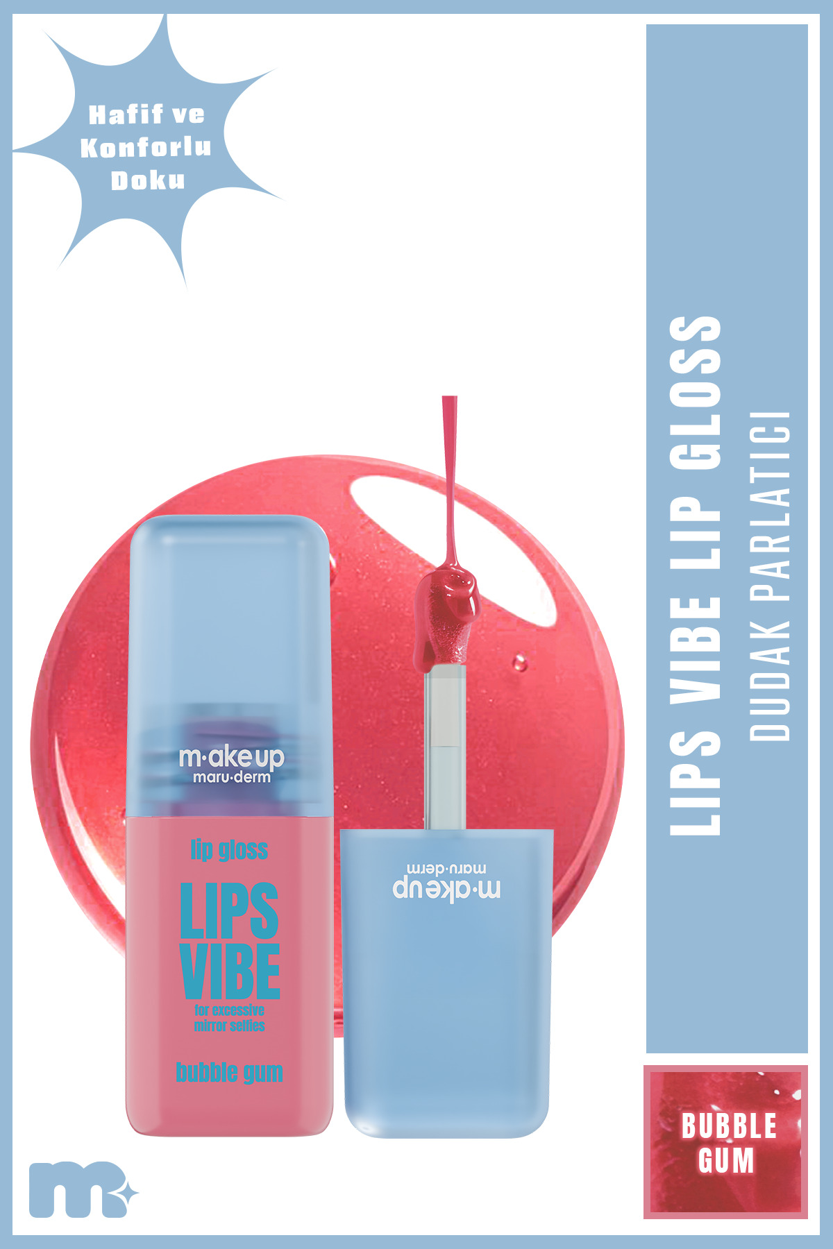 Maru.Derm make up maruderm Besleyici ve Nemlendirici Dudak Parlatıcısı – Lip Gloss Bubble Gum
