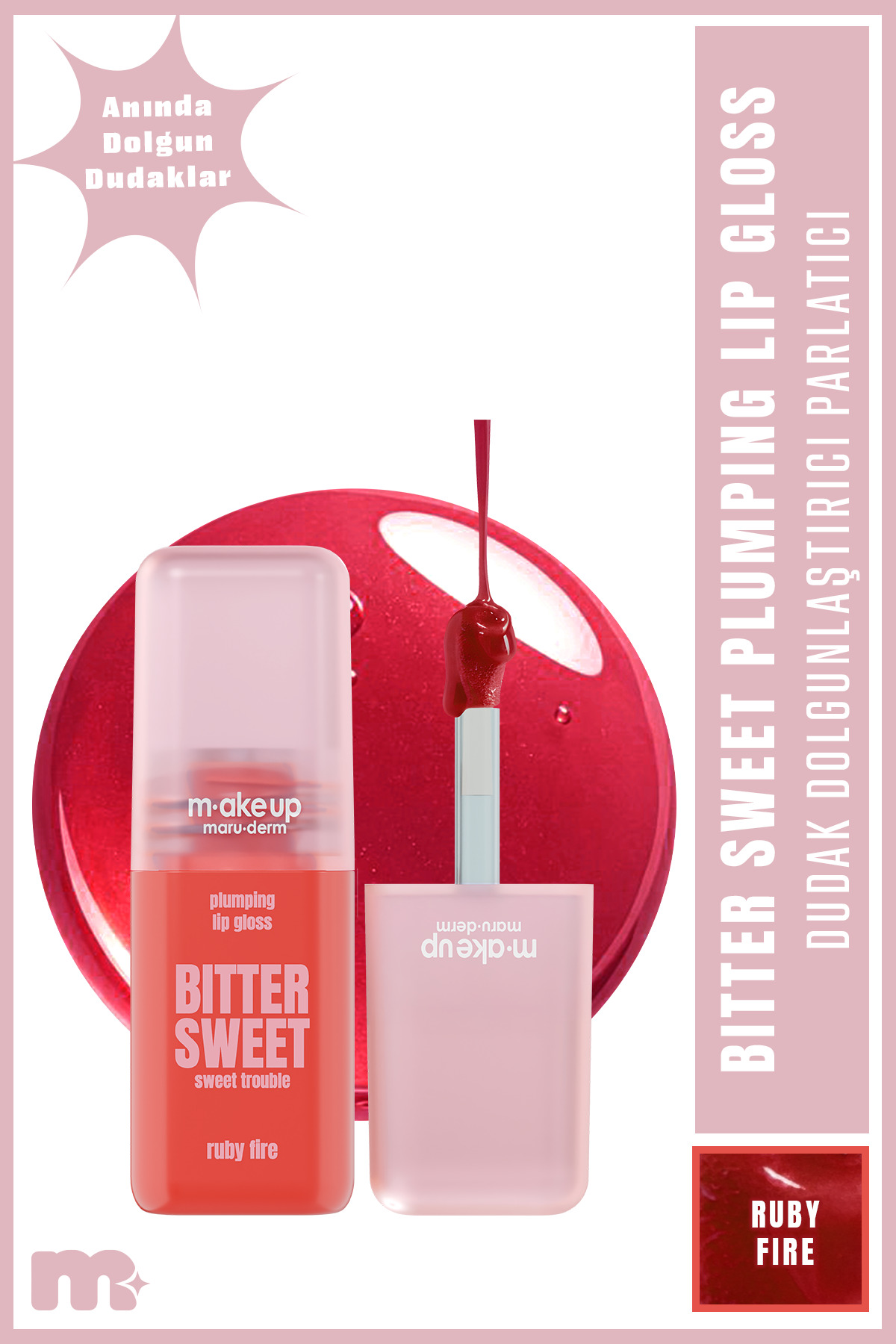 Maru.Derm make up maruderm Dolgunlaştırıcı Etkili Dudak Parlatıcısı – Plumping Lip Gloss Redberry