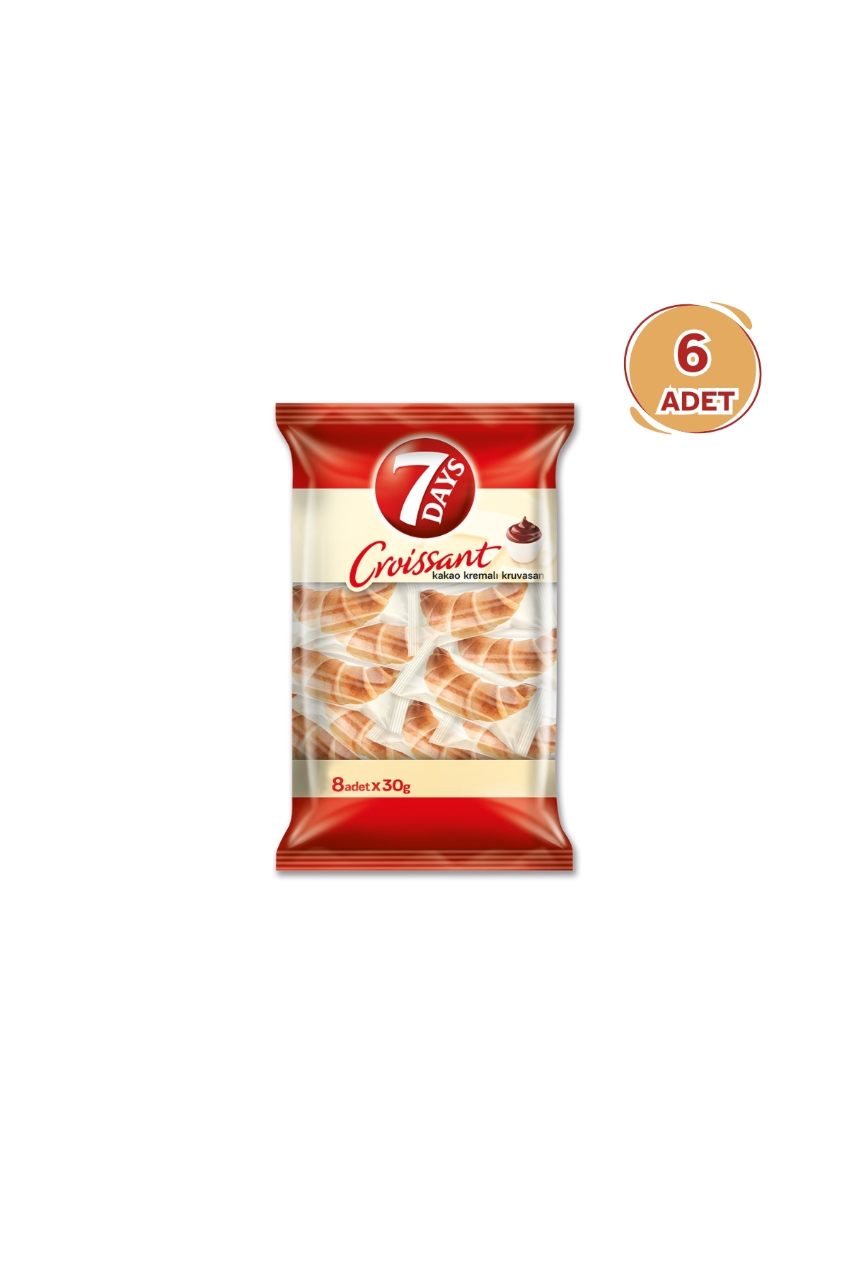 7DAYS Kakao Kremalı Kruvasan 8'li Paket 30G x 6 Adet (8 x 6= 48