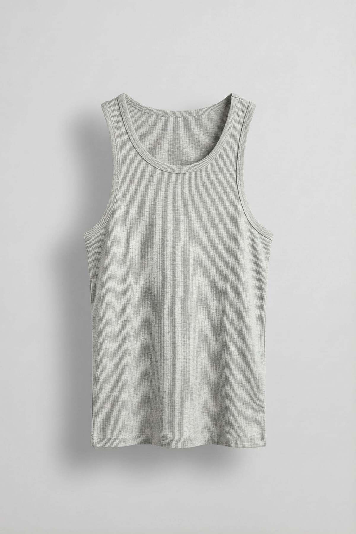 Men's Basic Ribbed Fabric Athlete Singlet Grey