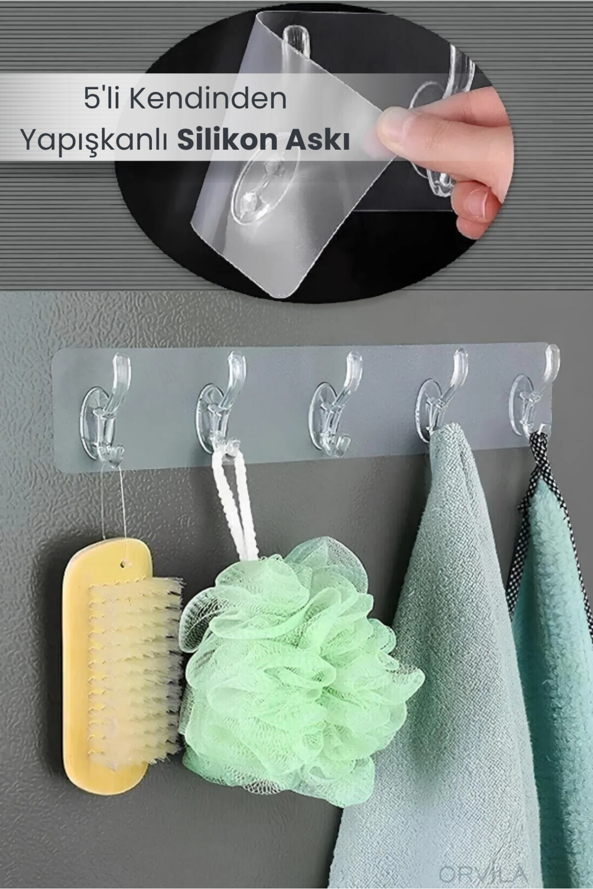 5-Pack Self-Adhesive Clear Silicone Strap