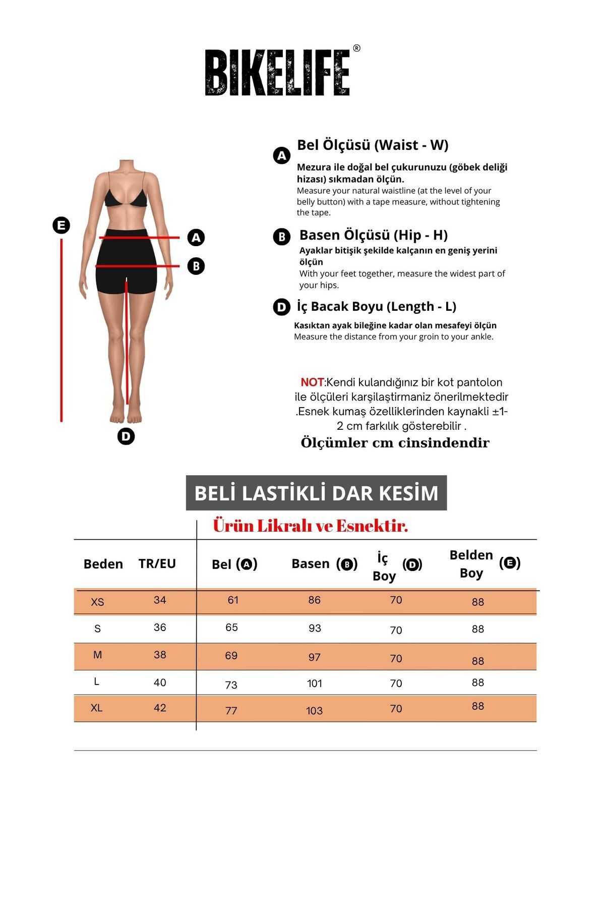 BİKELİFE  Kadın Pamuklu Ve Likralı Yüksek Bel Dar Kesim Cepli Pantolon - Görsel 3