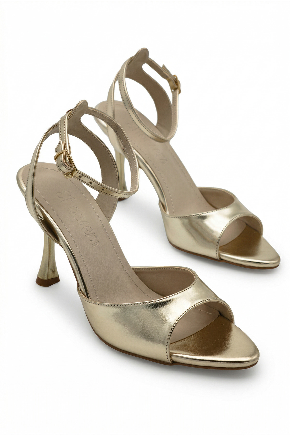 Women's Special Design Gold Color Stiletto Slim High Heeled Evening Shoes with Elegant Thin Band