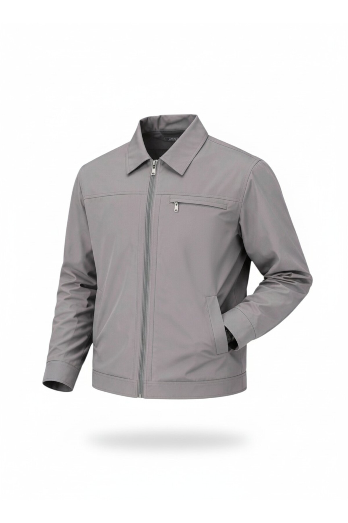 REGOS  Erkek Gri Regular Bonded Kumaş Klasik Yaka Mevsimlik&Yazlık Mont - Görsel 2