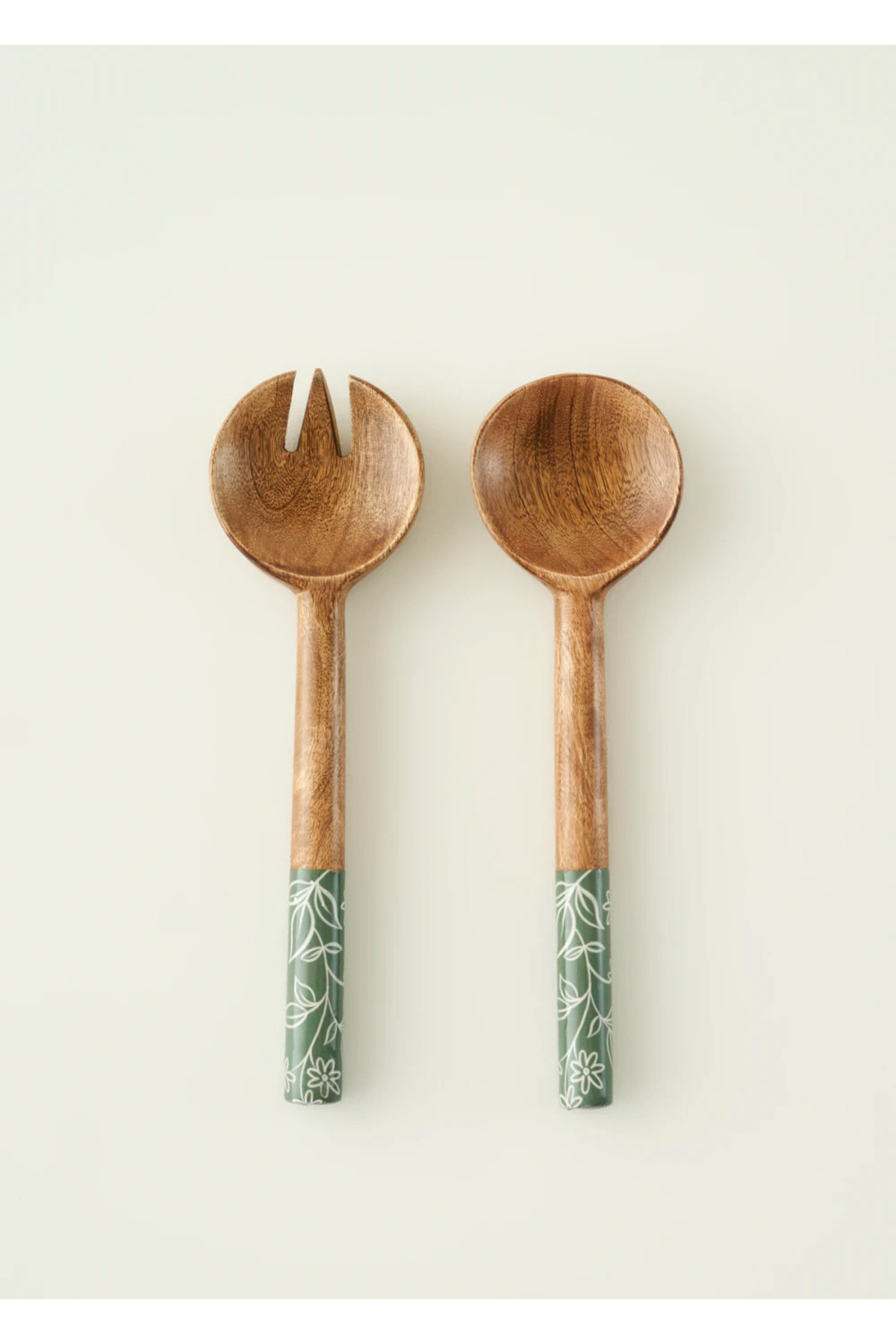 طقم تقديم سلطة المانجو المزهرة باللون الأخضر (28×8...