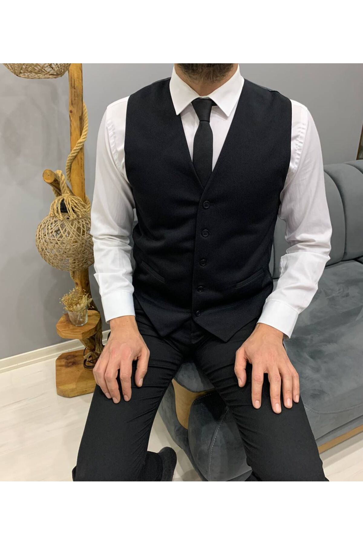 BENESSE Slim Fit Blazer Tek Yelek görsel 4