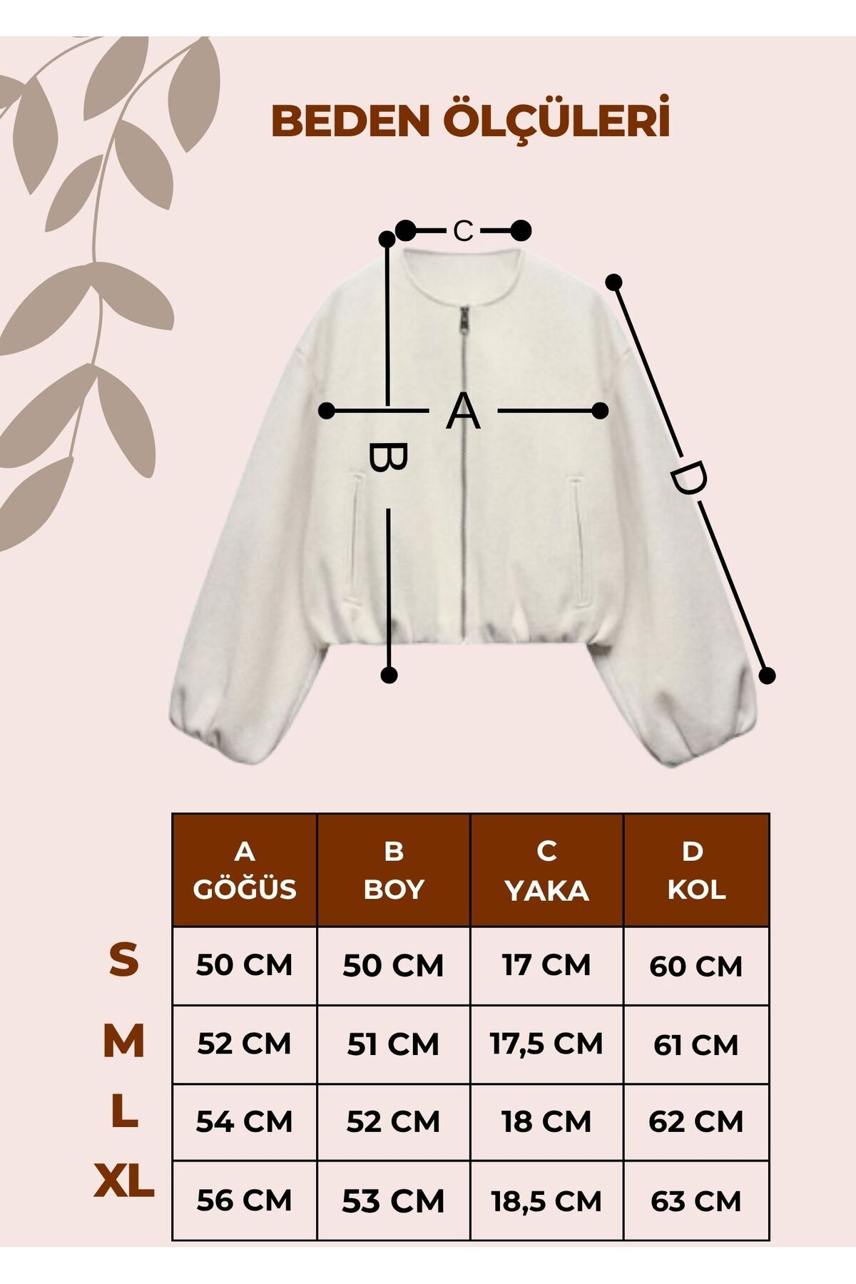 SmallTouch Rahat Kalıp Kaşe Kumaş Kadın Fermuarlı Ekru Bomber Ceket görsel 8