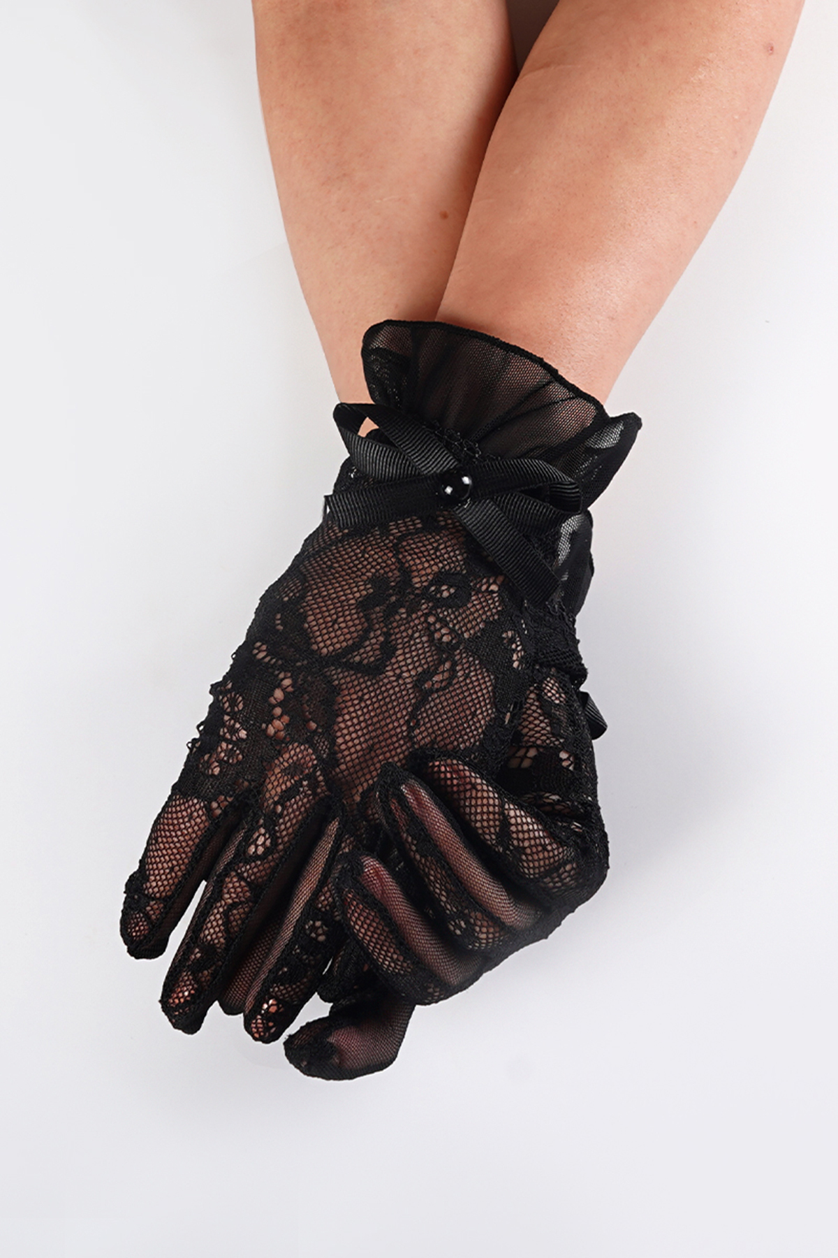 SeddA  Kırık Beyaz Dantel Fırfır Gelin Düğün Davet Balo Parti Eldiveni - Görsel 5