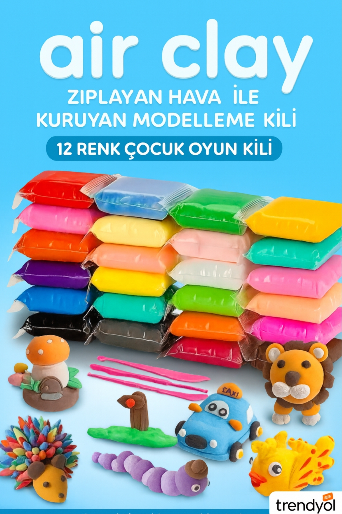 12 colors air dry clay ozankil Yeni Renkleriyle Havayla kuruyan
