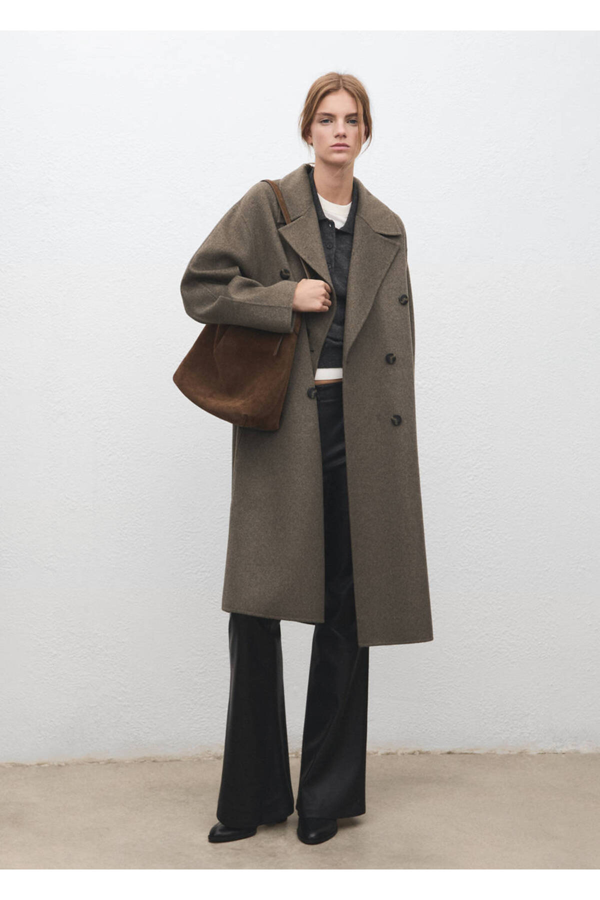 MANGO  El yapımı oversize yün palto - Görsel 2