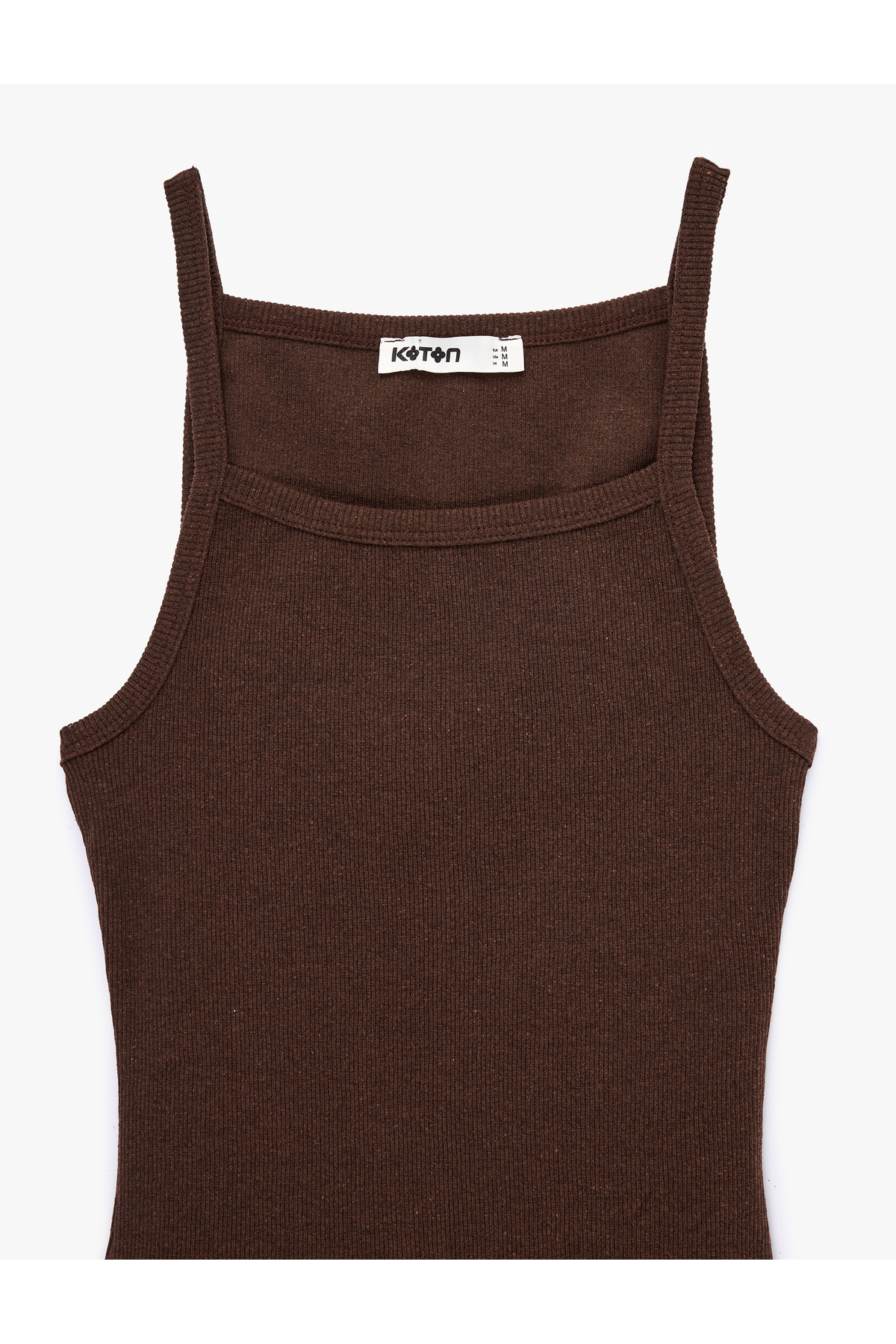 Koton Slim Fit Ribanalı Kolsuz Kare Yaka Bluz görsel 5