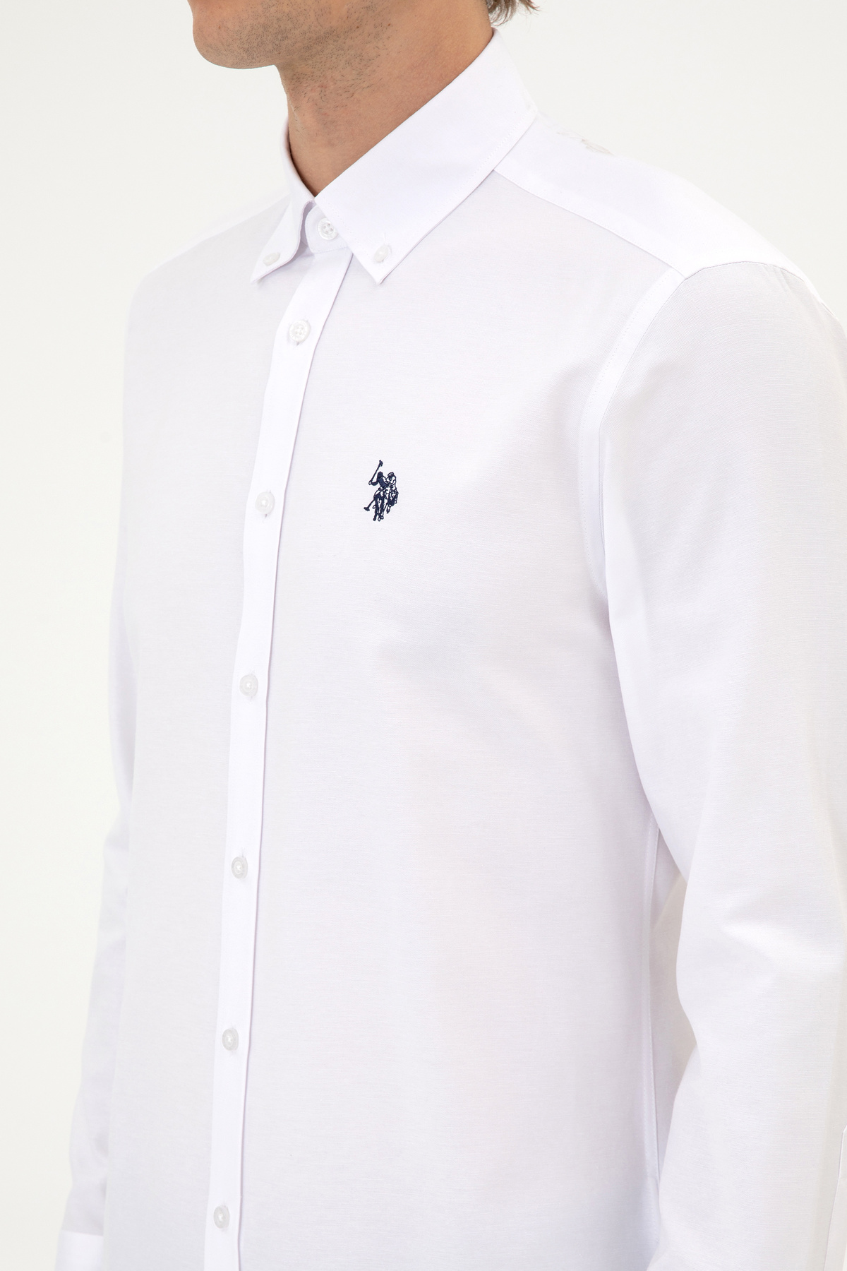 U.S. Polo Assn.  Erkek Beyaz Uzun Kollu Basic Gömlek 50316723-VR013 - Görsel 6