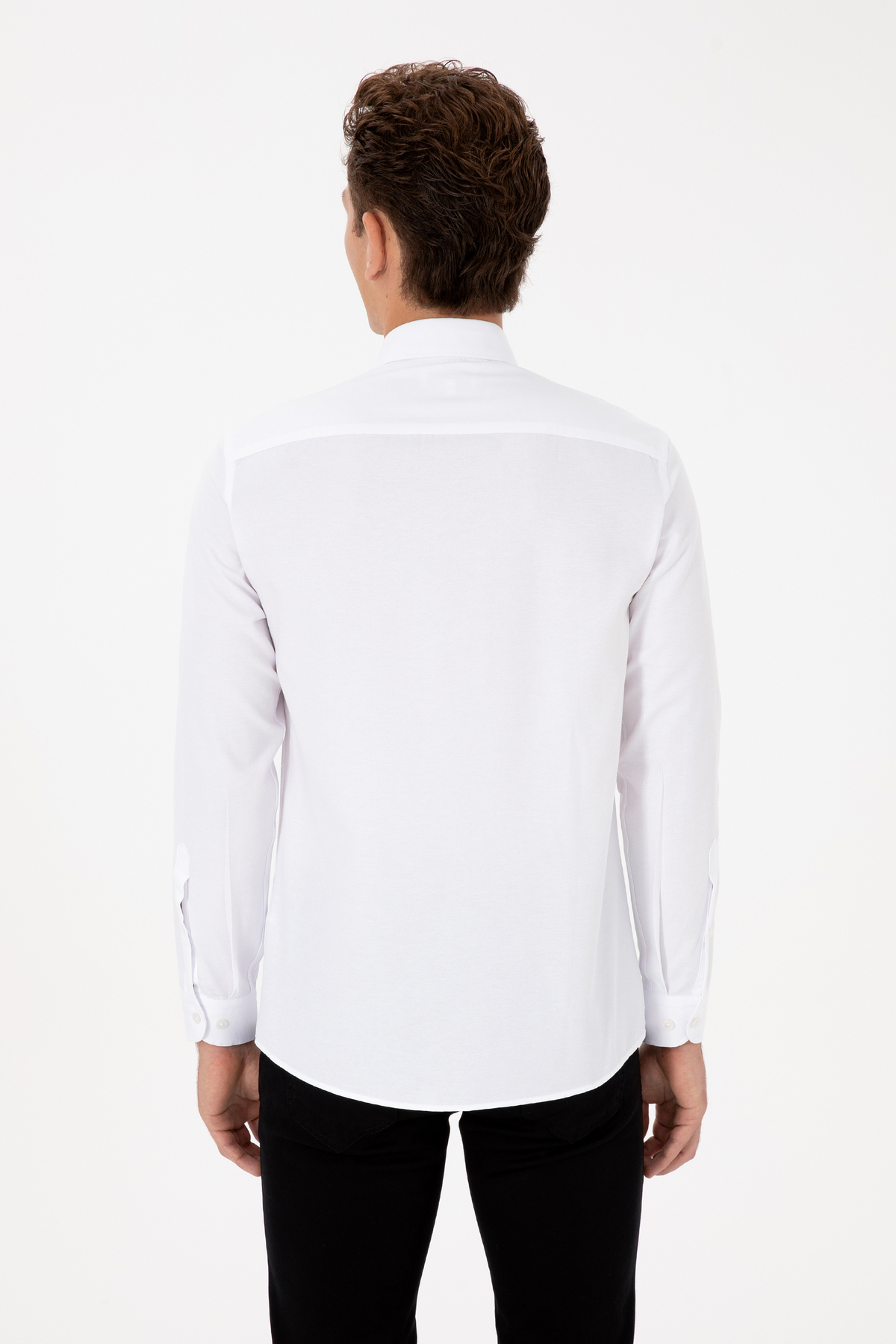 U.S. Polo Assn.  Erkek Beyaz Uzun Kollu Basic Gömlek 50316723-VR013 - Görsel 4