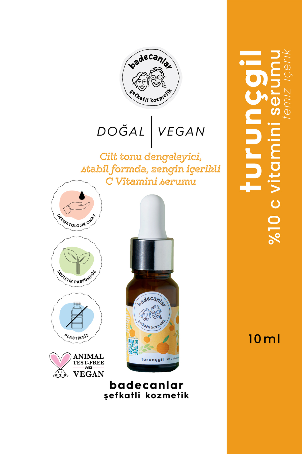 Badecanlar Şefkatli Kozmetik Leke Karşıtı, Aydınlatıcı Ve Anti-aging %10 C Vitamini Serumu 10 ml — SEYC10