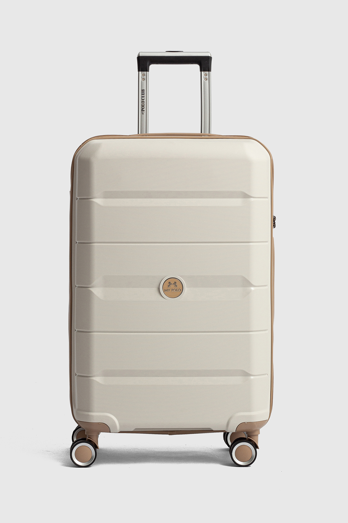 Monaco Medium Polypropylene Super Flexible Unbreakable Wheeled Suitcase Travel BONE CHAMPAGNE