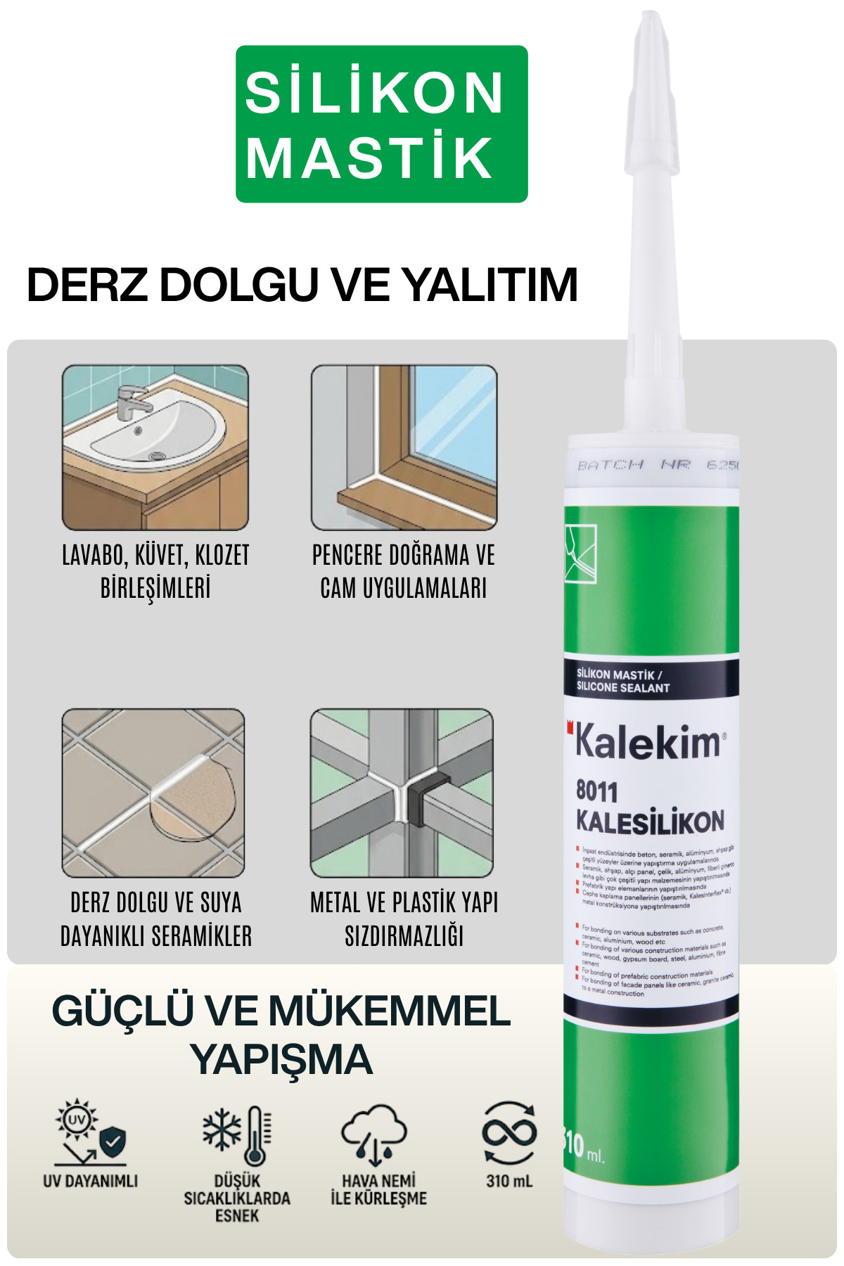 Genel Markalar 8011 Silikon Mastik Beyaz 310 ML - Fiyatı, Yorumları