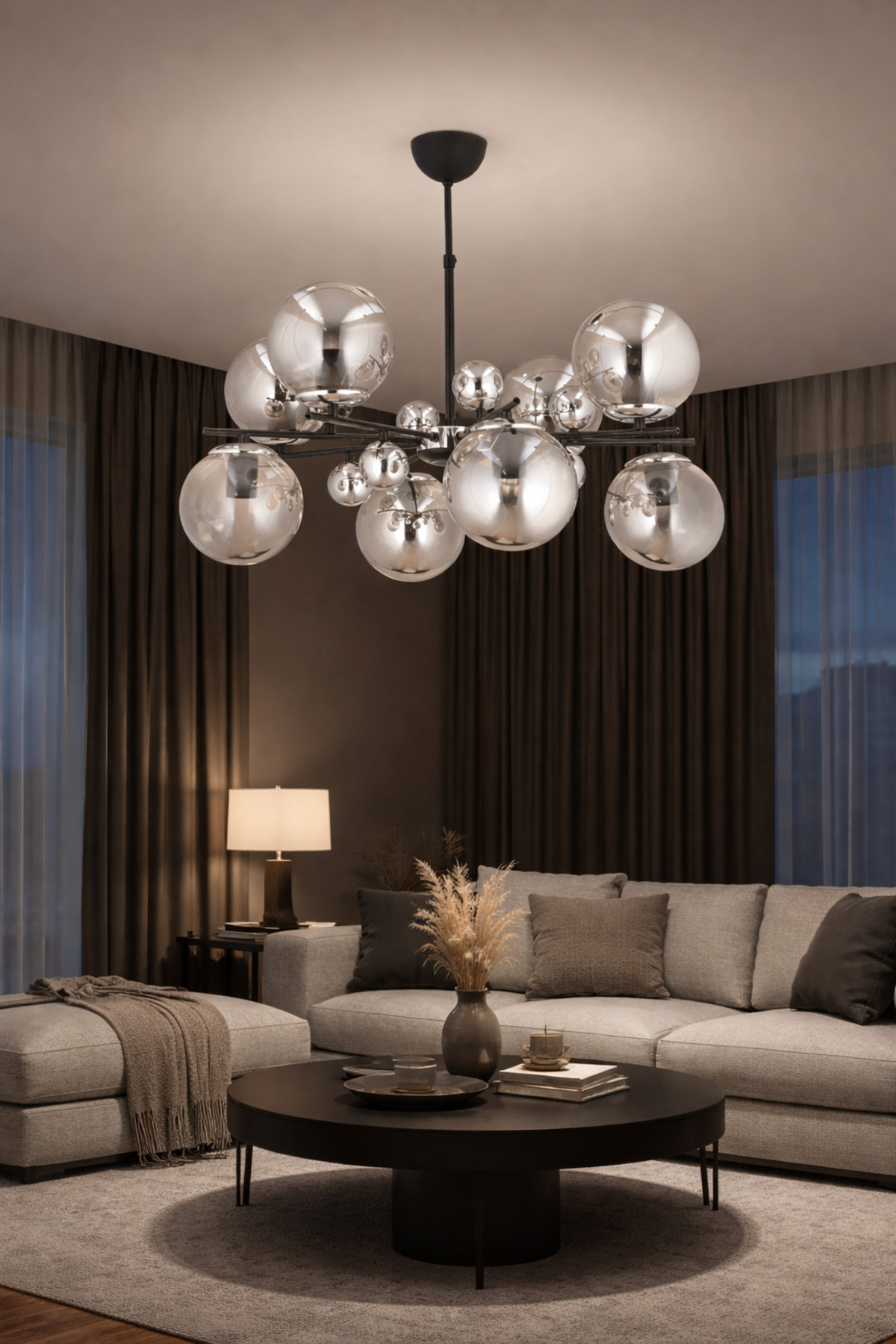 MELİSA 8-PIECE CHANDELIER MODERN DECORATIVE LIGHTING WITH SMOKED GLASS