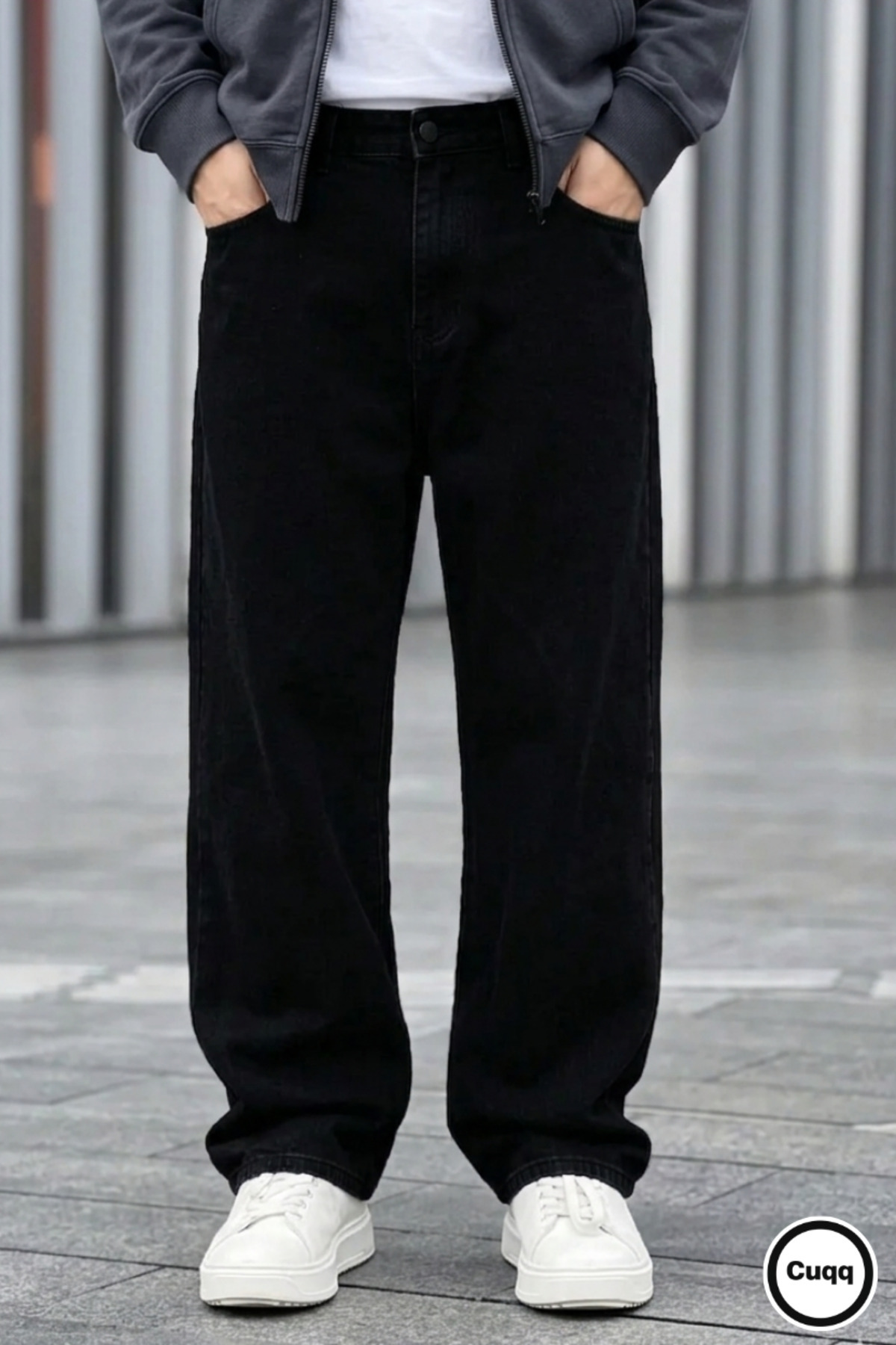 Cuqq Denim  Erkek Siyah Baggy Jean Kot Pantolon – Rahat Kesim Bol Paça Oversize Sokak Modası Denim