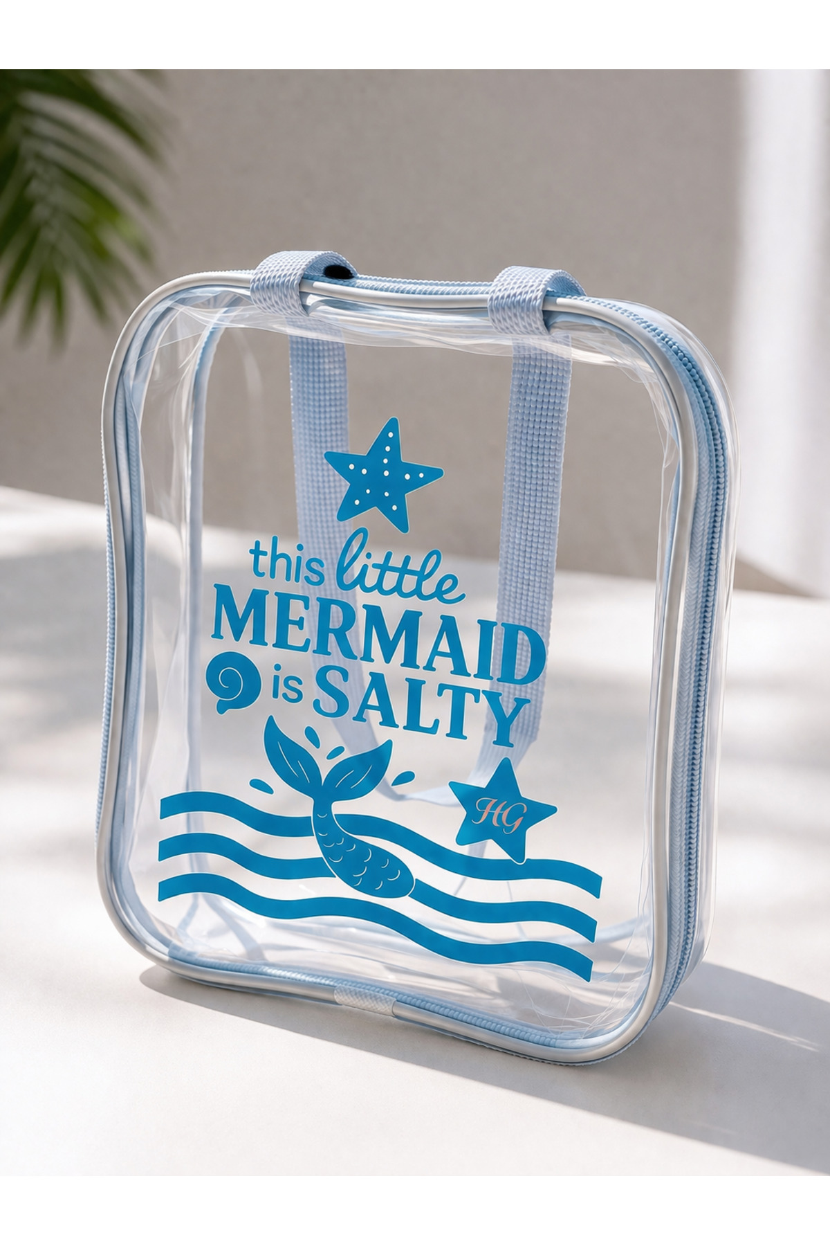 HİG HOME Mermaid Temalı Şeffaf Plaj Çantası, Su Geçirmez Yazlık Kadın Tatil Çantası görsel 8