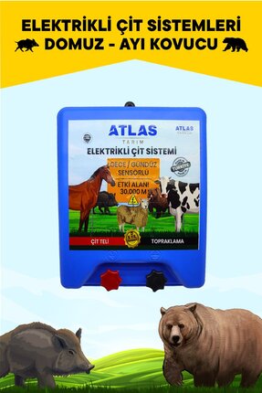 Atlas ELEKTRİKLİ ÇİT CİHAZI DOMUZ AYI KOVUCU 5 YIL GARANTİ