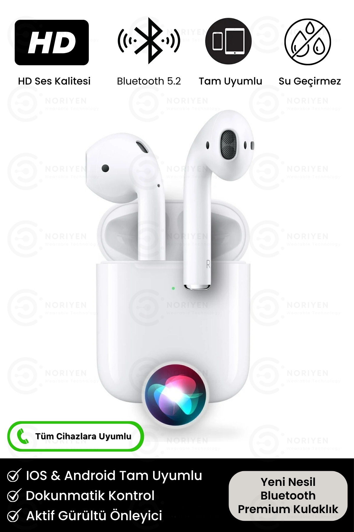 Premium Serisi White 2 Model IOS Android Uyumlu Aktif Gürültü Engelleme Kablosuz Bluetooth Kulaklık