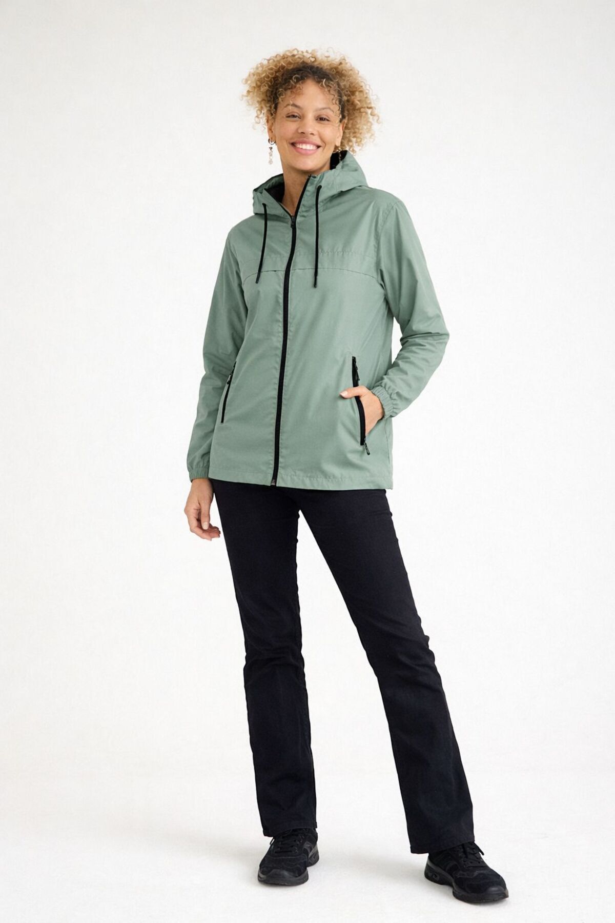 comstar  Kadın Içi Astarlı Suya Dayanıklı Kapüşonlu Cepli Yağmurluk - Görsel 5