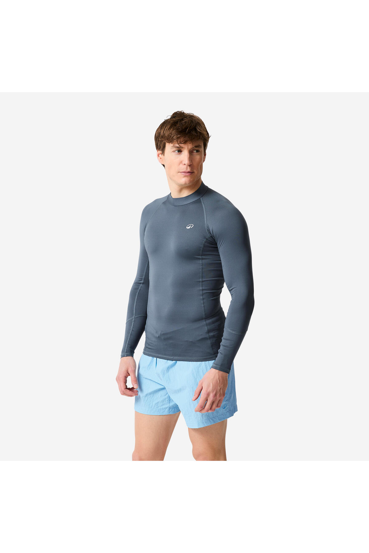 Decathlon Erkek Slim Fit Uzun Kollu UV Korumalı Tişört - Gri - 100