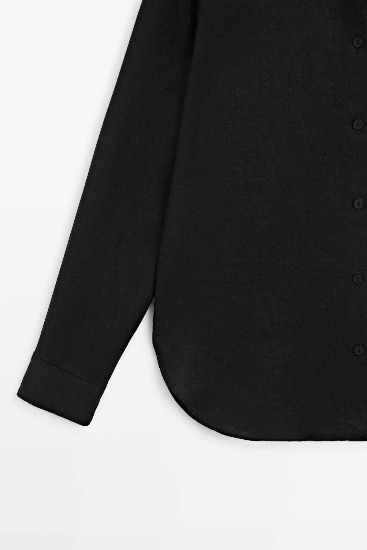 Massimo Dutti  Dökümlü %100 keten gömlek - Görsel 6