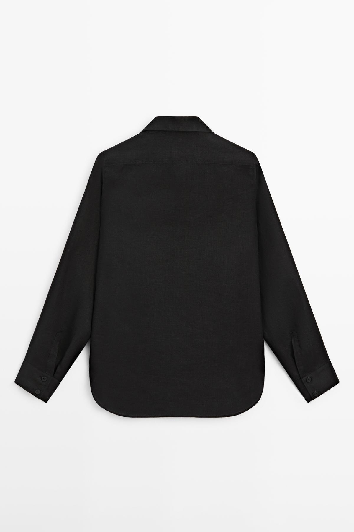 Massimo Dutti  Dökümlü %100 keten gömlek - Görsel 7