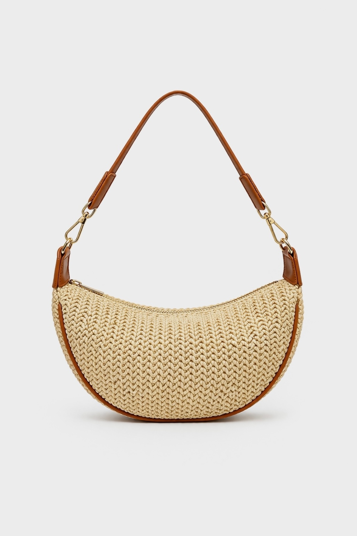 Women Braided Mesh Shoulder Bag Tan