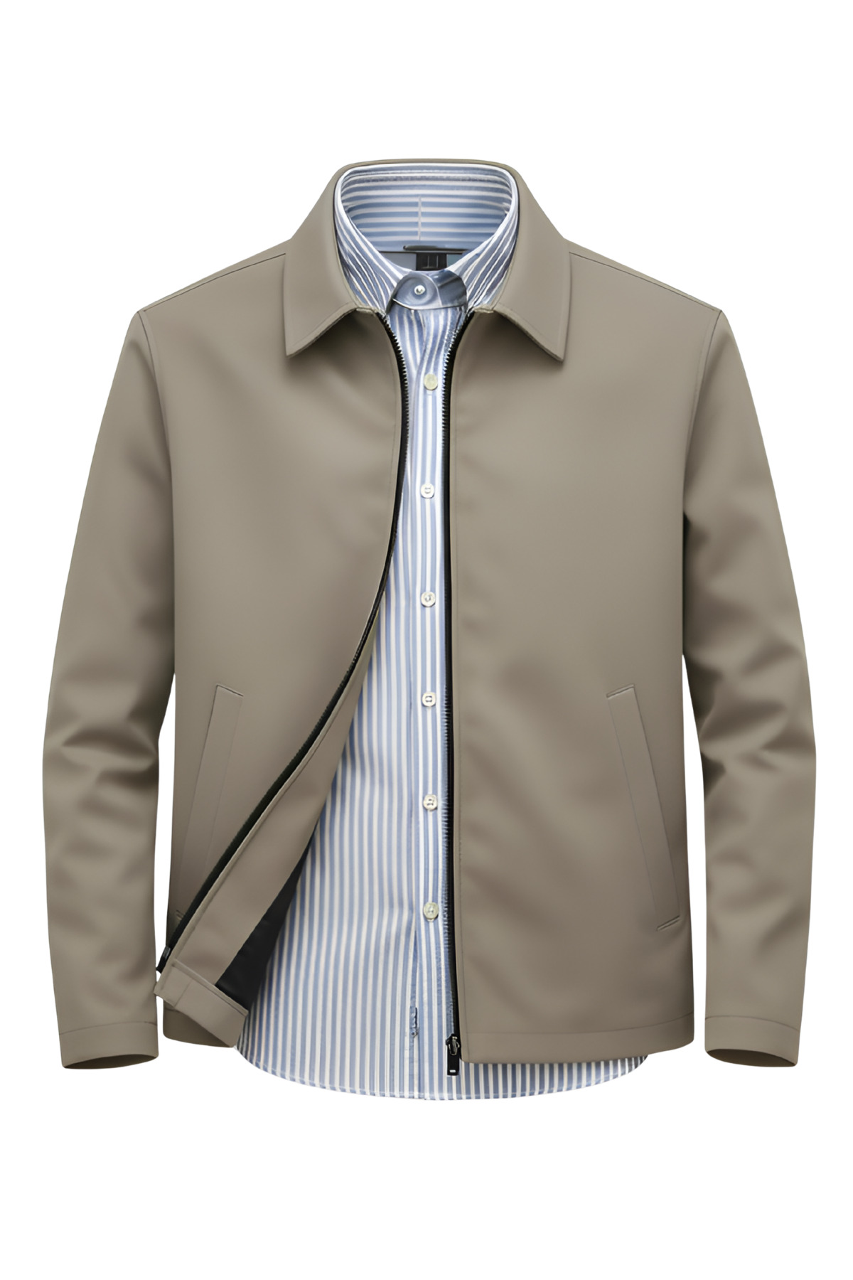 SİVAİST  Krem Erkek Pamuk Polyester Karışımlı Yakalı Bonded Kumaş Su Ve Rüzgar Geçirmez Mevsimlik&Yazlık Mont