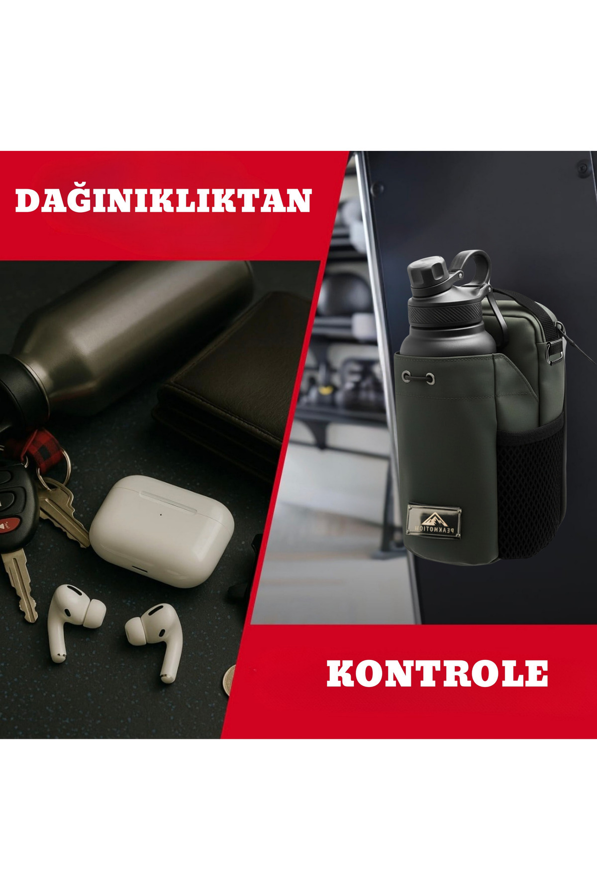 PeakMotion Manyetik Haki Spor Çantası |Suya Dayanıklı Tasarım, Çok Bölmeli Spor & Seyahat Çantası görsel 6