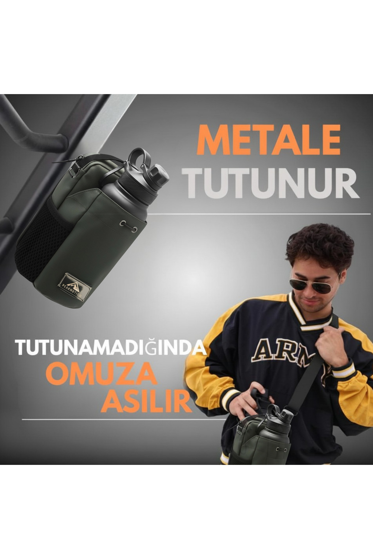 PeakMotion Manyetik Haki Spor Çantası |Suya Dayanıklı Tasarım, Çok Bölmeli Spor & Seyahat Çantası görsel 5