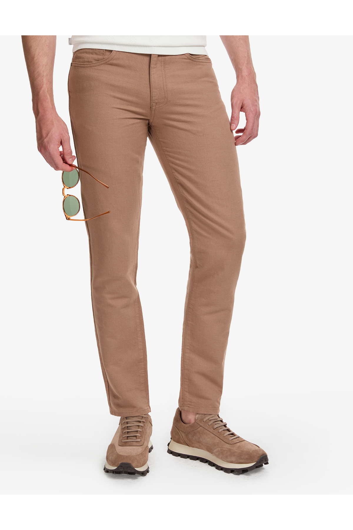 Pierre Cardin Vizon Slim Fit Keten Karışımlı Kanvas Pantolon 50268095-VR052 görsel 2
