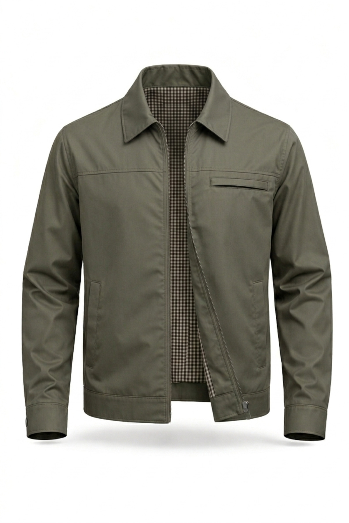 REGOS  Erkek Haki Regular Bonded Kumaş Klasik Yaka Mevsimlik&Yazlık Mont