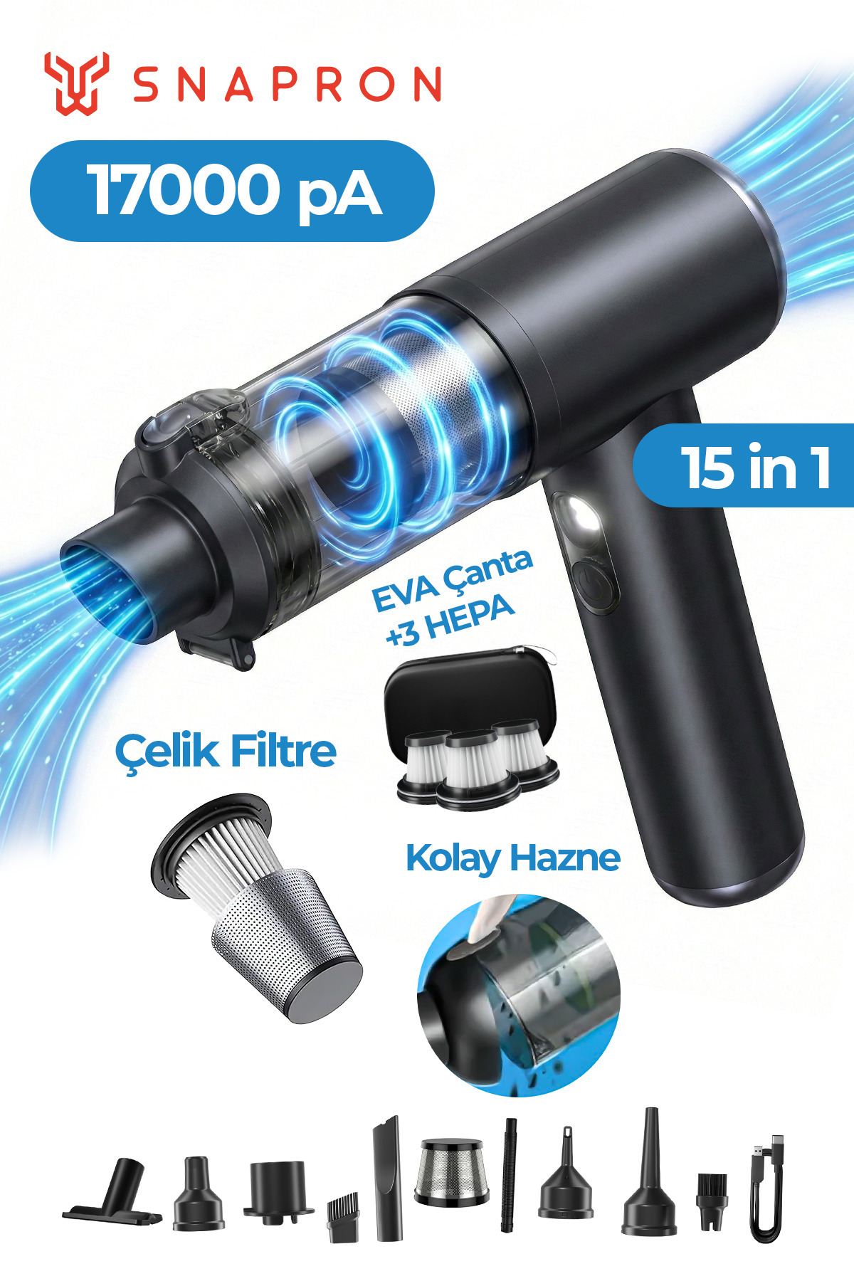 「SUPERB!」nanosounds SNAPRON Vacuum Plus SNV-3001 15 IN 1 Profesyonel 17.000PA Emiş