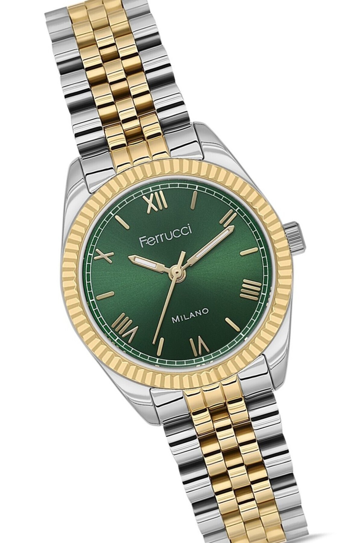 Ferrucci  Rolex Kasa Takvimli İçi Yeşil Kadın Kol Saati - Görsel 2