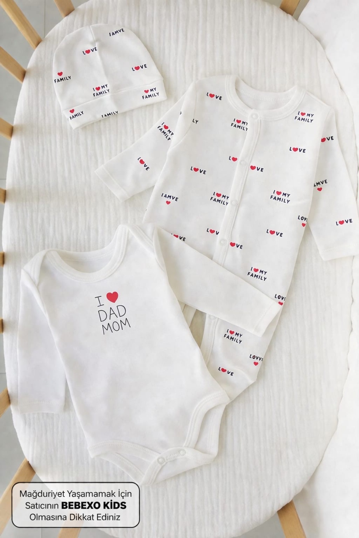 BEBEXO KIDS Unisex I Love Family & I Love Dad Mom Baby Romper